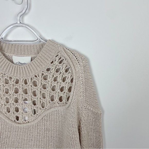 3.1 Philip Lim Crewneck Pullover With Engineered Pointelle Stitch Size Medium - Picture 6 of 10